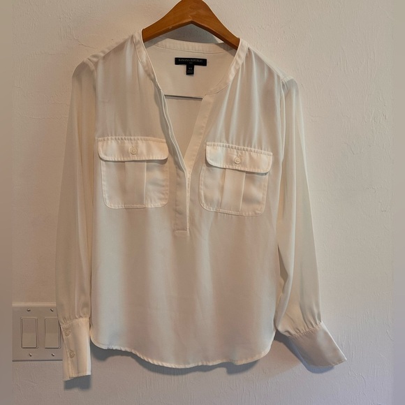 Banana Republic Utility Pocket Blouse in Off White‎ Sz XS PT - Picture 3 of 7